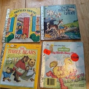 First Little Golden Book 80s Set Of Four Bears Big Bird Marthas House goats